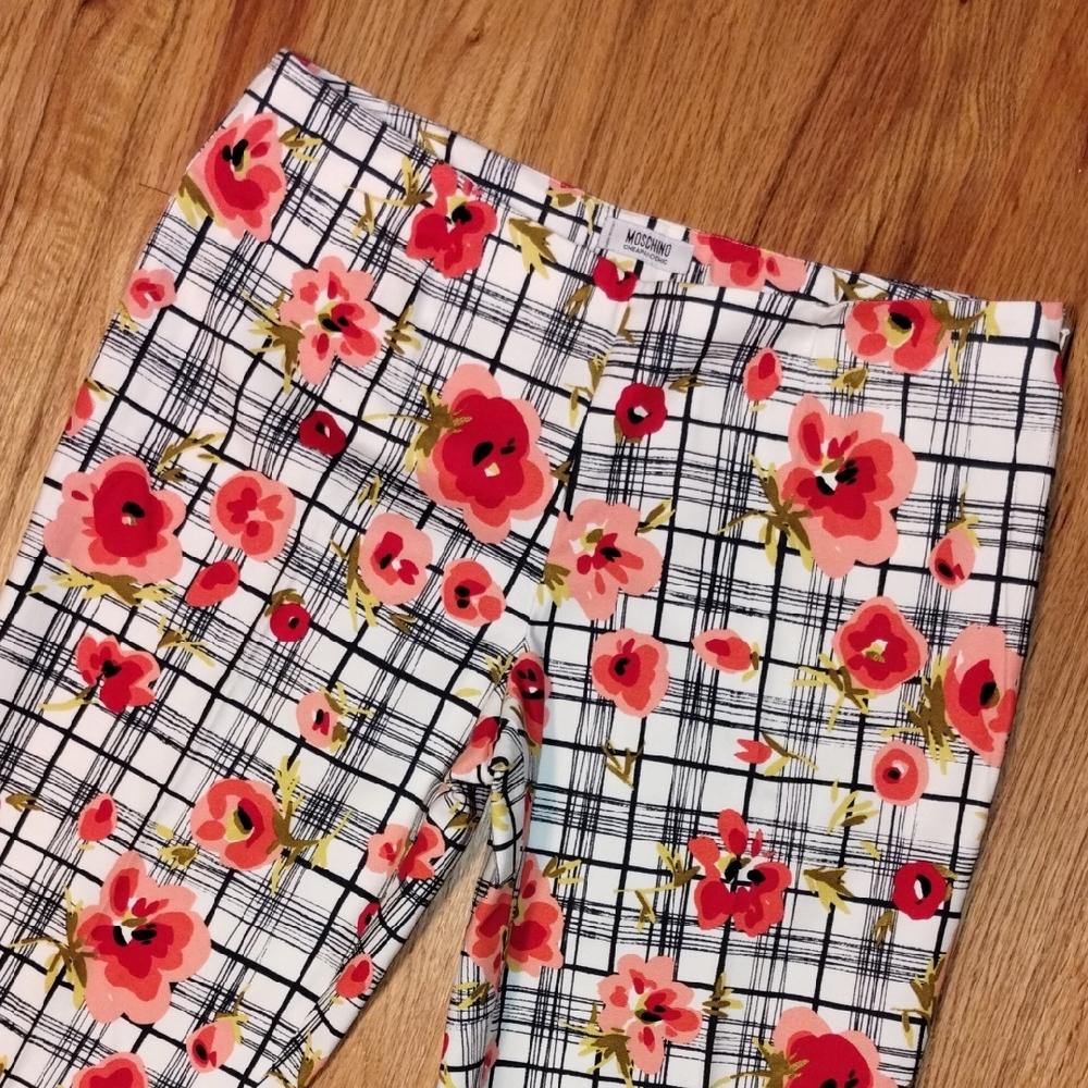 Moschino Floral And Black Plaid Pants